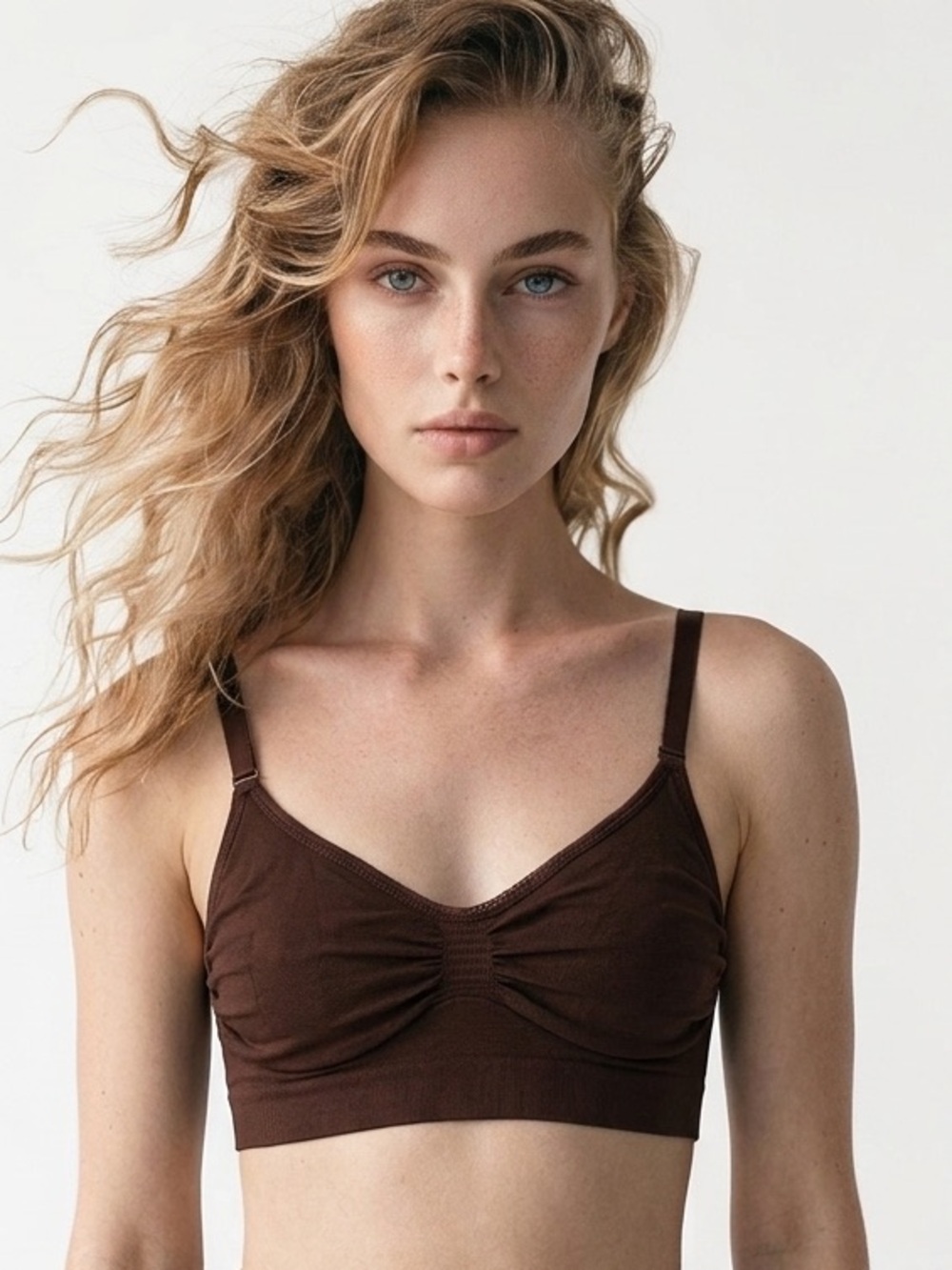 SKIMS | Seamless Chest Ruched Bralette Dark Cocoa Brown Women’s Size S/M